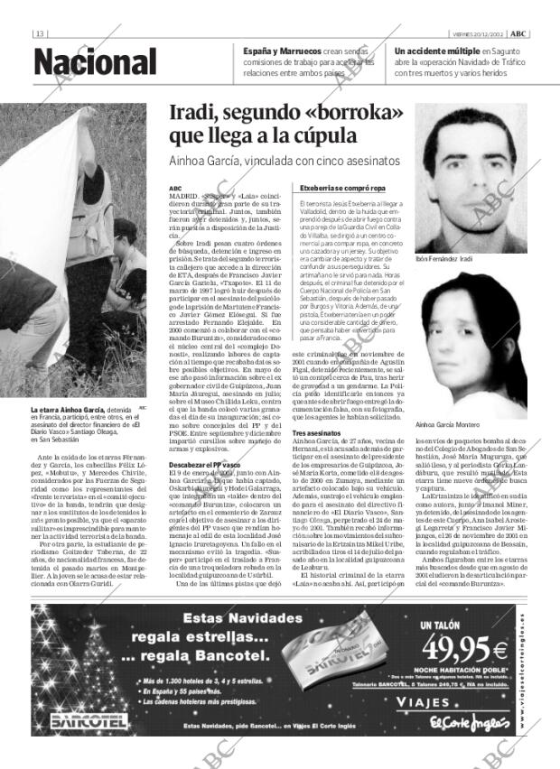 ABC MADRID 20-12-2002 página 13