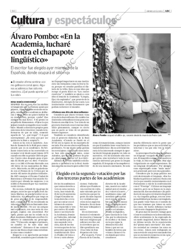 ABC MADRID 20-12-2002 página 50