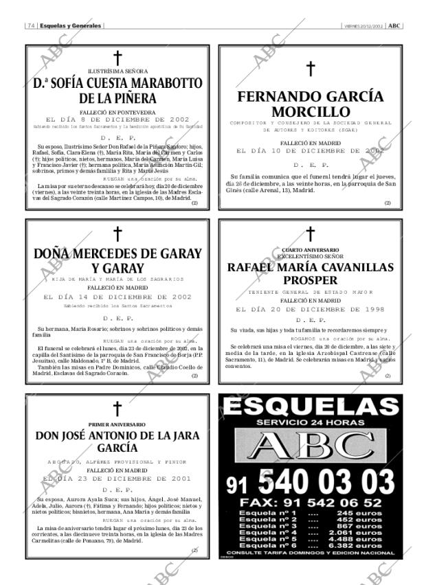 ABC MADRID 20-12-2002 página 74