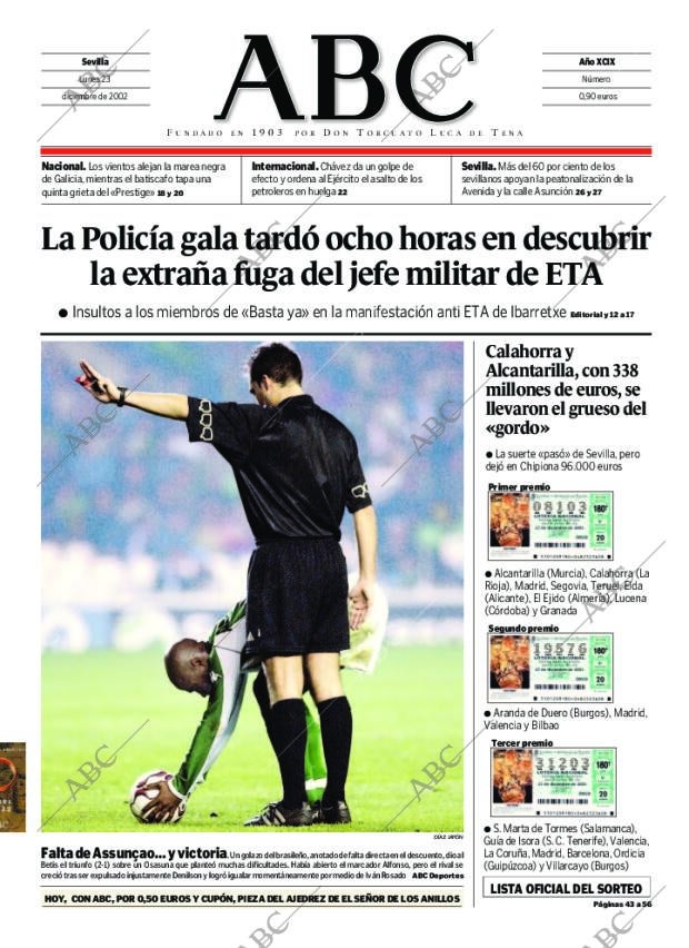 ABC SEVILLA 23-12-2002 página 1