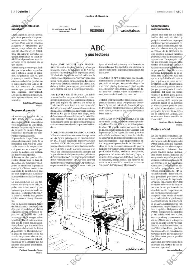 ABC MADRID 05-01-2003 página 14