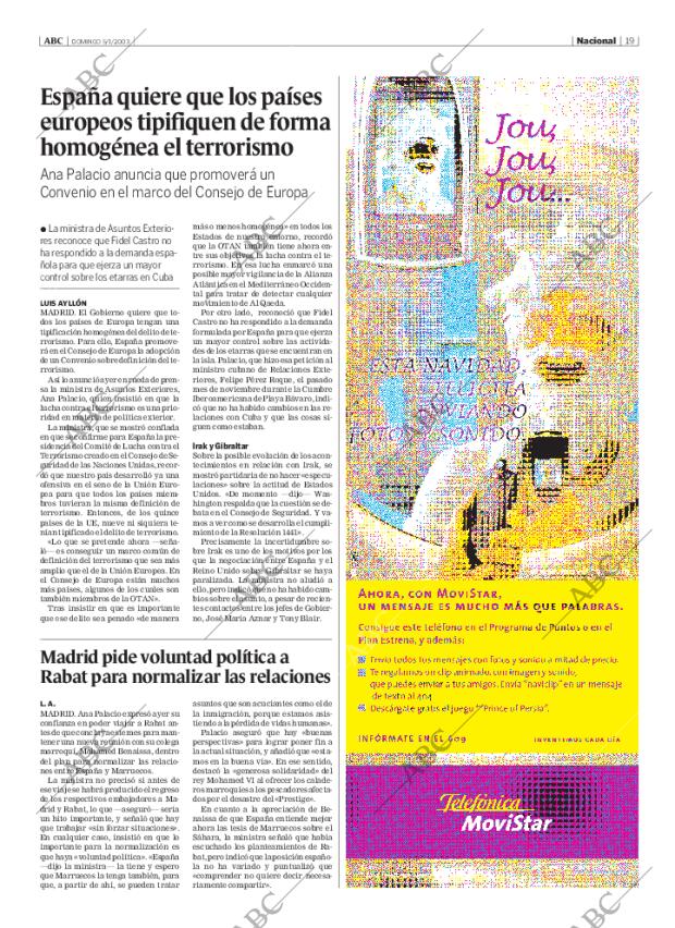 ABC MADRID 05-01-2003 página 19