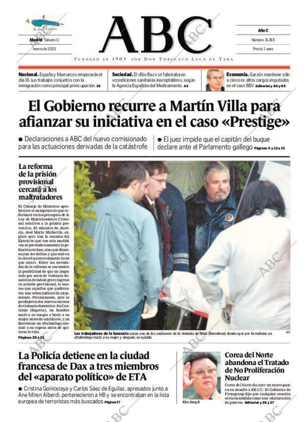 ABC MADRID 11-01-2003 página 1