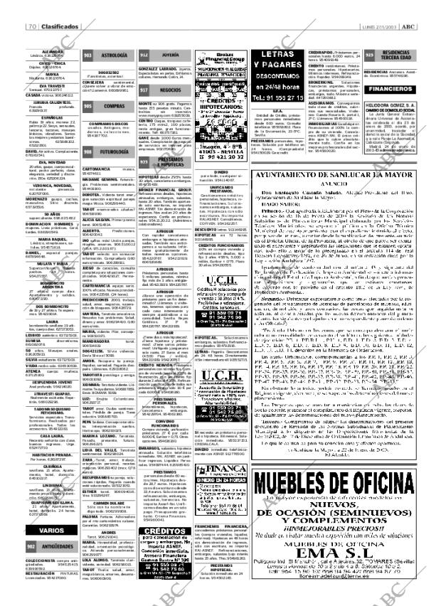 ABC SEVILLA 27-01-2003 página 70