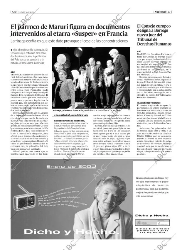 ABC MADRID 30-01-2003 página 19
