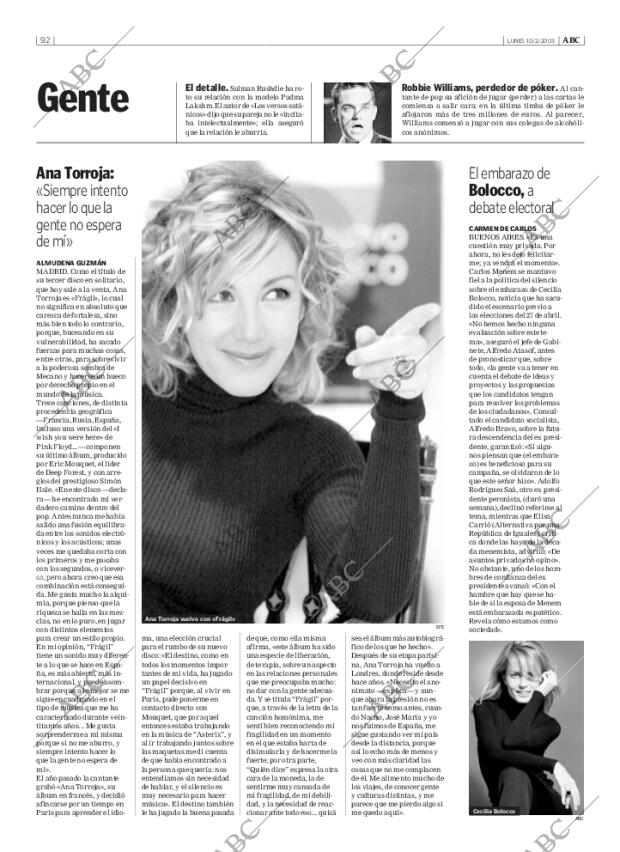 ABC MADRID 10-02-2003 página 92