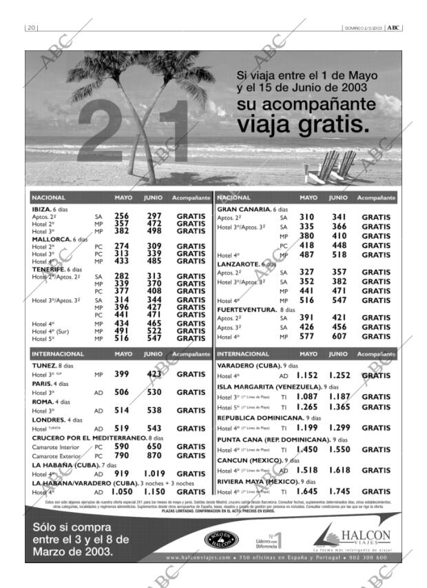 ABC MADRID 02-03-2003 página 20