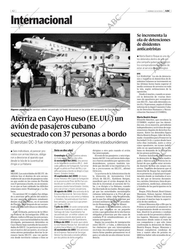 Periódico ABC CORDOBA 21-12-2003,portada - Archivo ABC