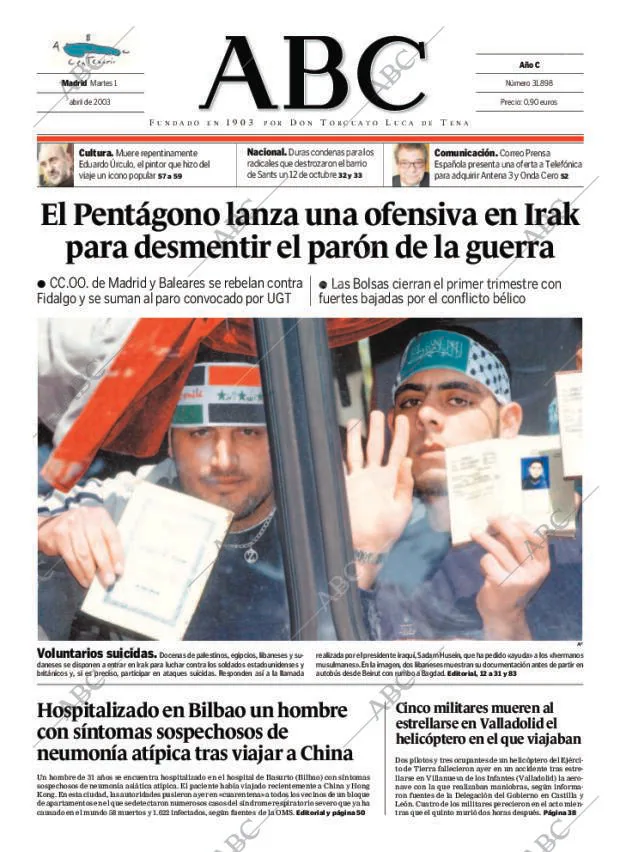 ABC MADRID 01-04-2003 página 1