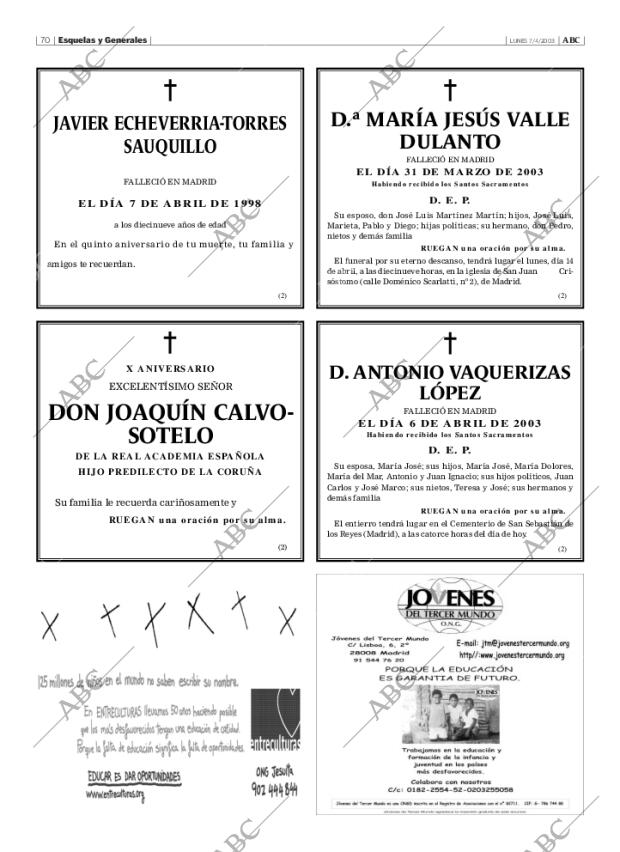 ABC MADRID 07-04-2003 página 70