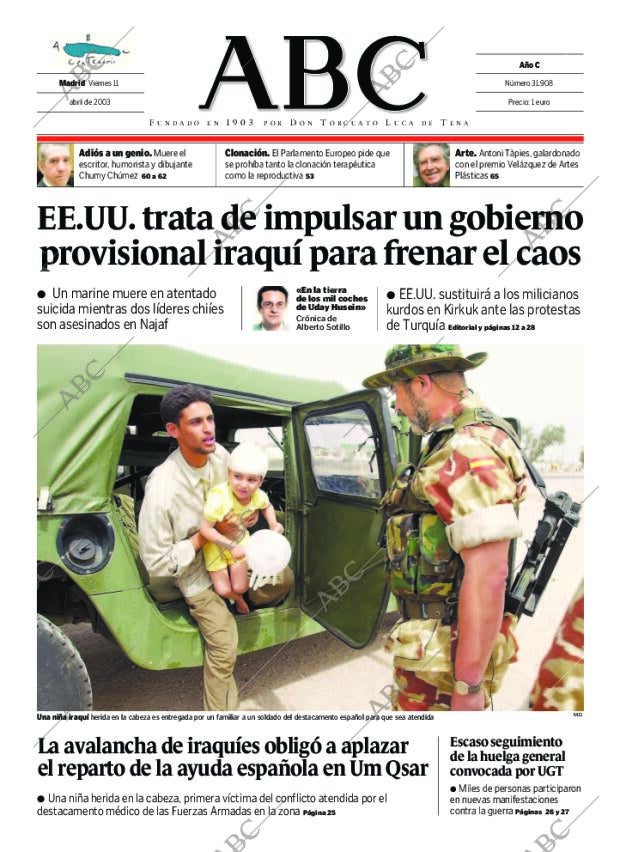 ABC MADRID 11-04-2003 página 1