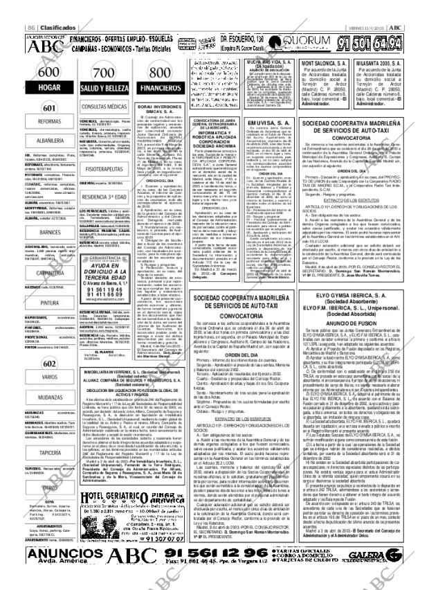 ABC MADRID 11-04-2003 página 86