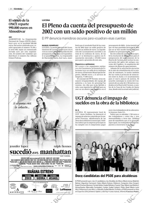 ABC CORDOBA 15-04-2003 página 38