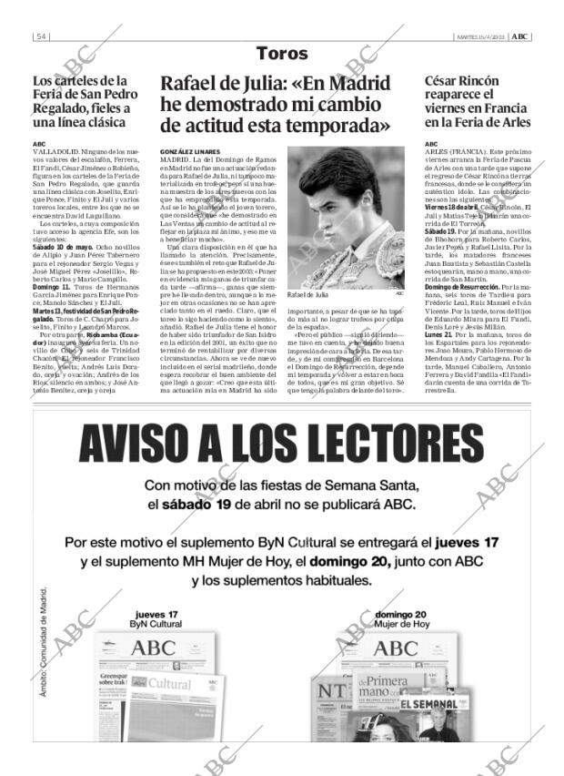 ABC MADRID 15-04-2003 página 54