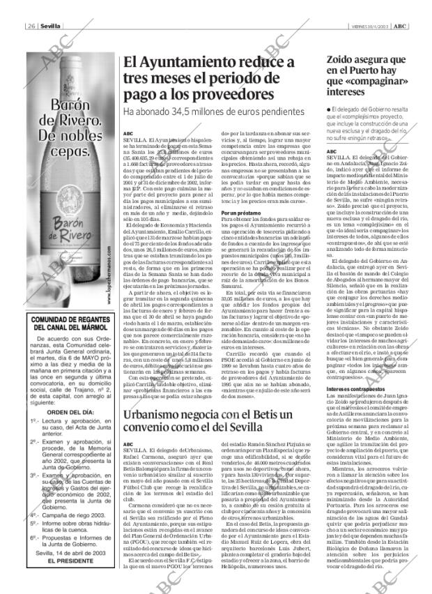ABC SEVILLA 18-04-2003 página 26