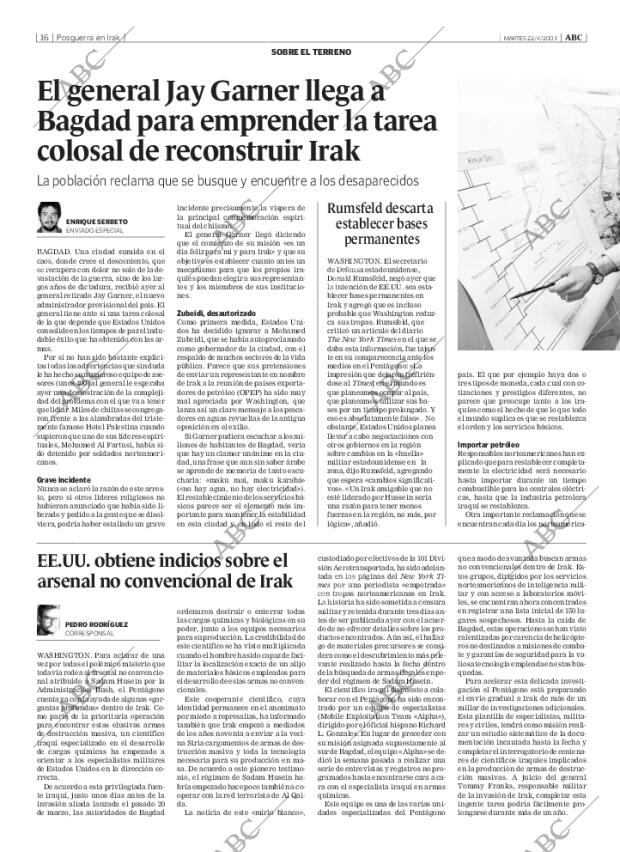 ABC MADRID 22-04-2003 página 16