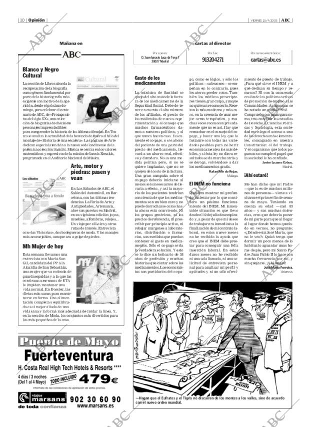 ABC MADRID 25-04-2003 página 10