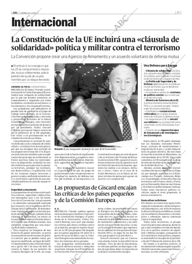 ABC MADRID 25-04-2003 página 27