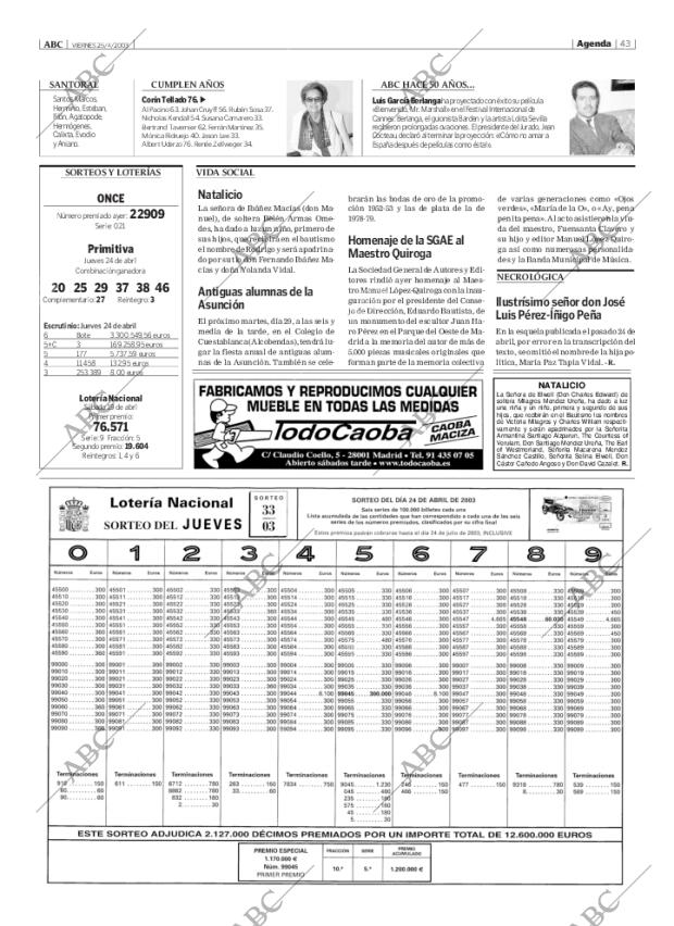 ABC MADRID 25-04-2003 página 43