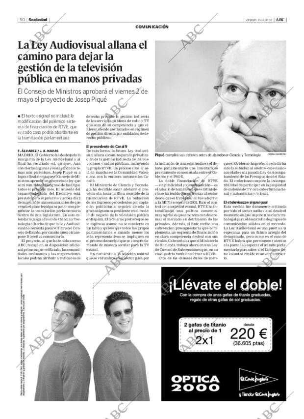 ABC MADRID 25-04-2003 página 50