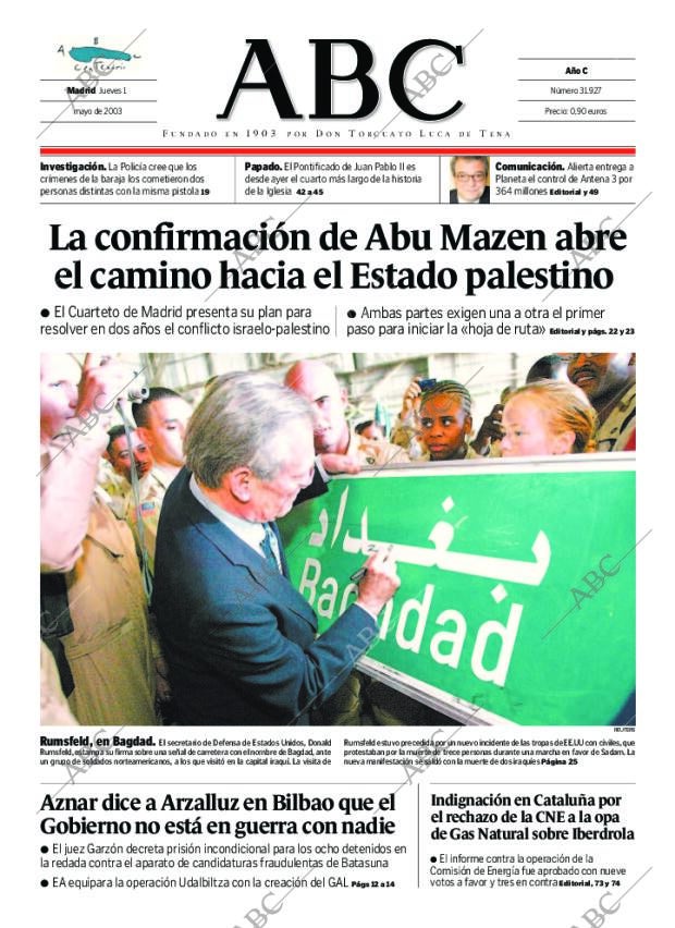 ABC MADRID 01-05-2003 página 1