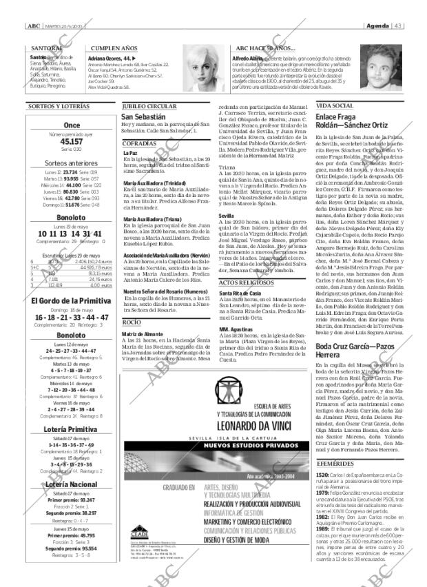 ABC SEVILLA 20-05-2003 página 43