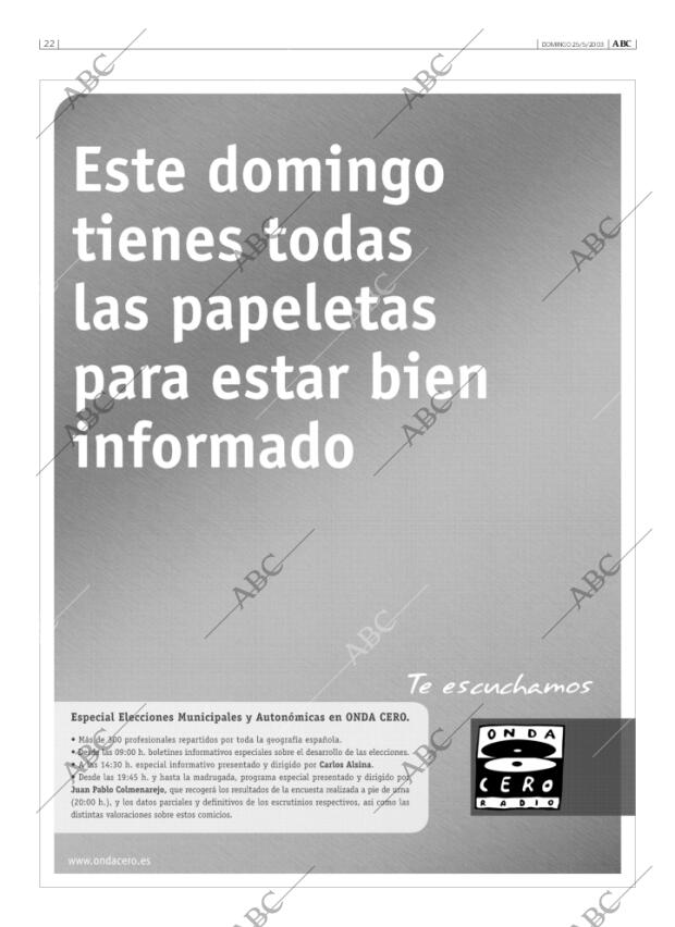 ABC MADRID 25-05-2003 página 22