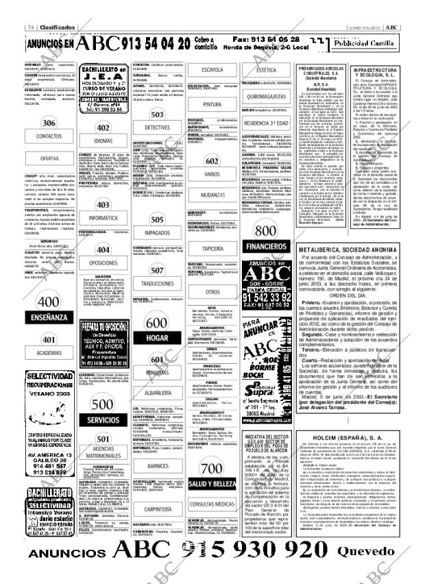 ABC MADRID 09-06-2003 página 74