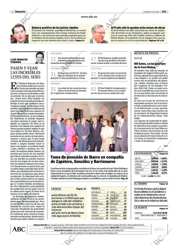 ABC MADRID 27-06-2003 página 2