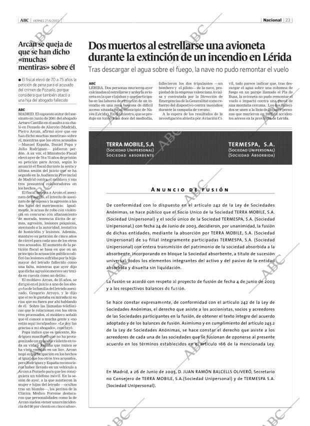 ABC MADRID 27-06-2003 página 23