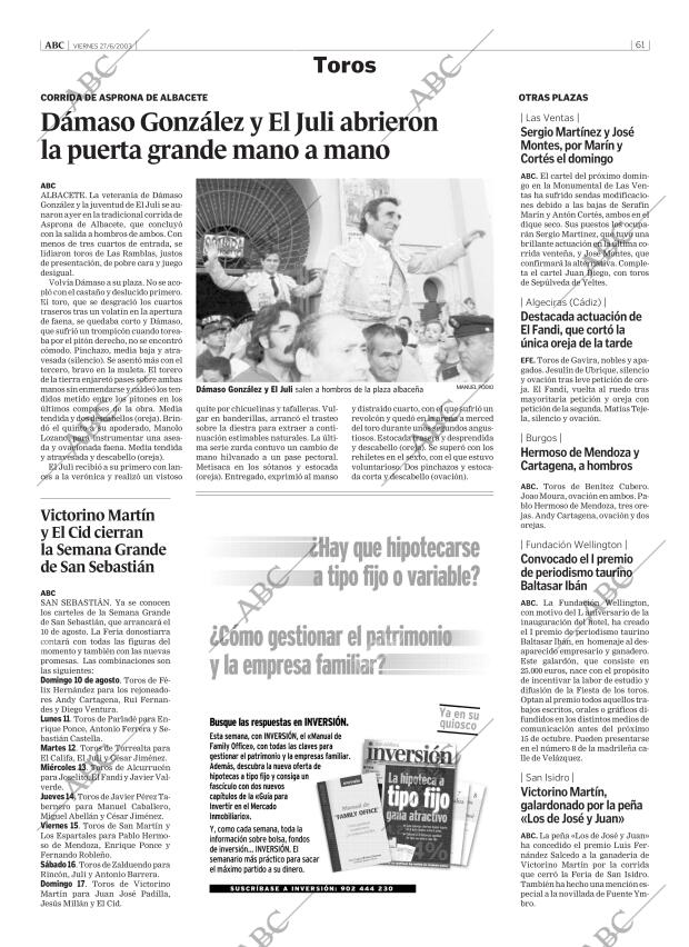 ABC MADRID 27-06-2003 página 61