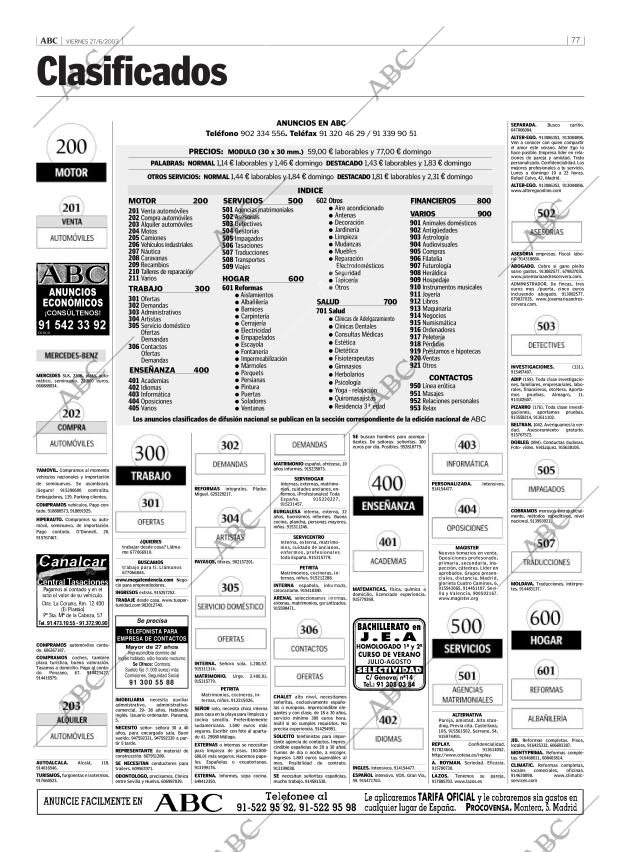 ABC MADRID 27-06-2003 página 77