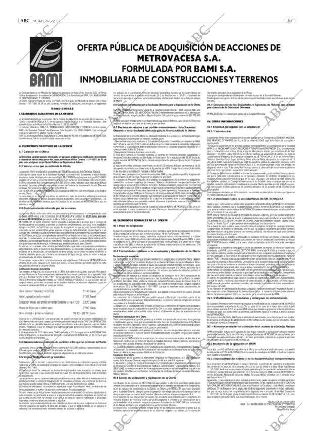 ABC MADRID 27-06-2003 página 87