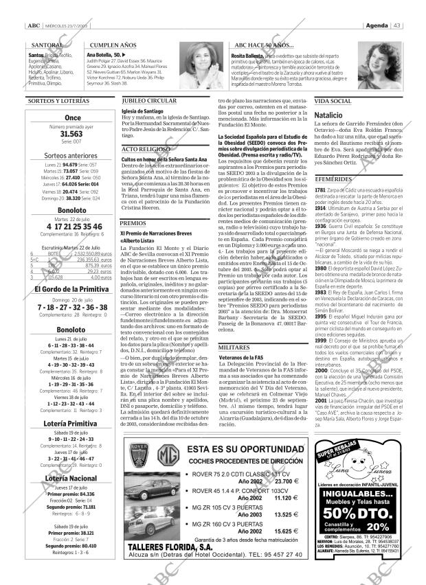 ABC SEVILLA 23-07-2003 página 43