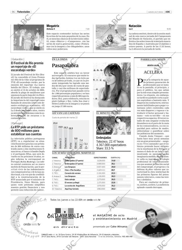 ABC MADRID 24-07-2003 página 96