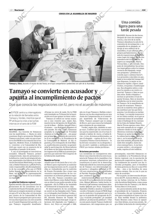 ABC MADRID 25-07-2003 página 22