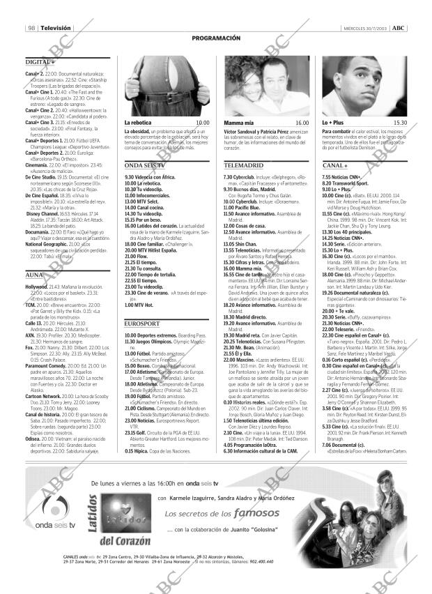 ABC MADRID 30-07-2003 página 98