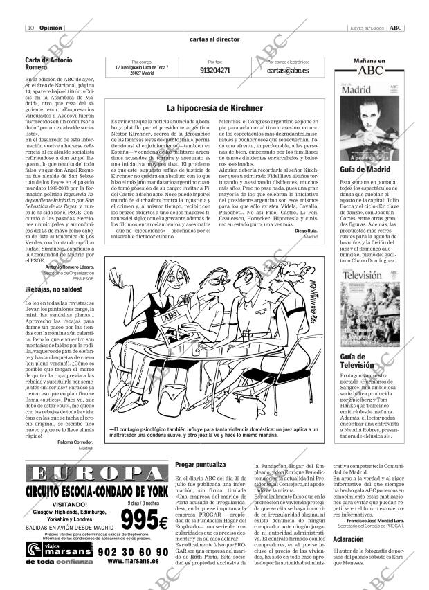 ABC MADRID 31-07-2003 página 10