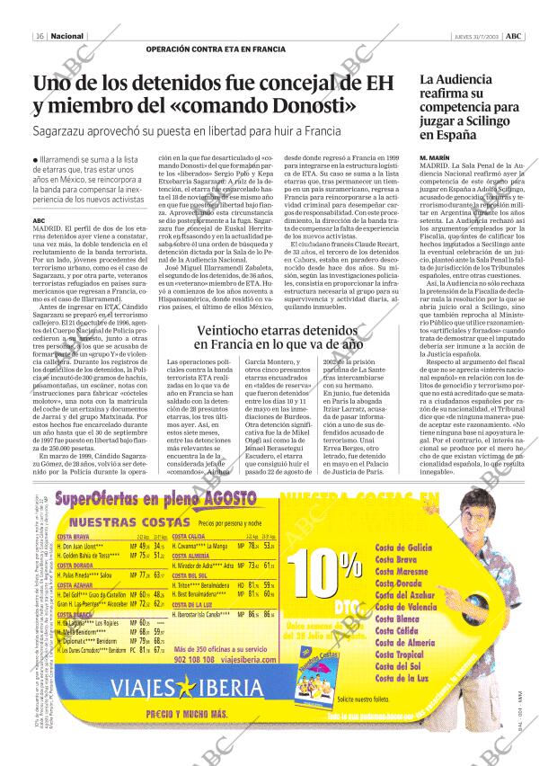 ABC MADRID 31-07-2003 página 16