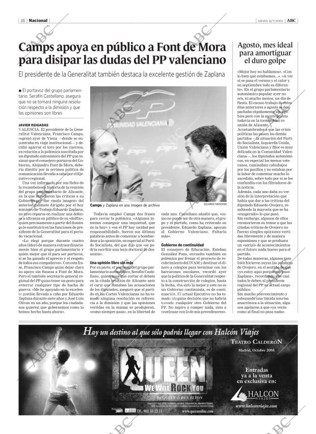 ABC MADRID 31-07-2003 página 18