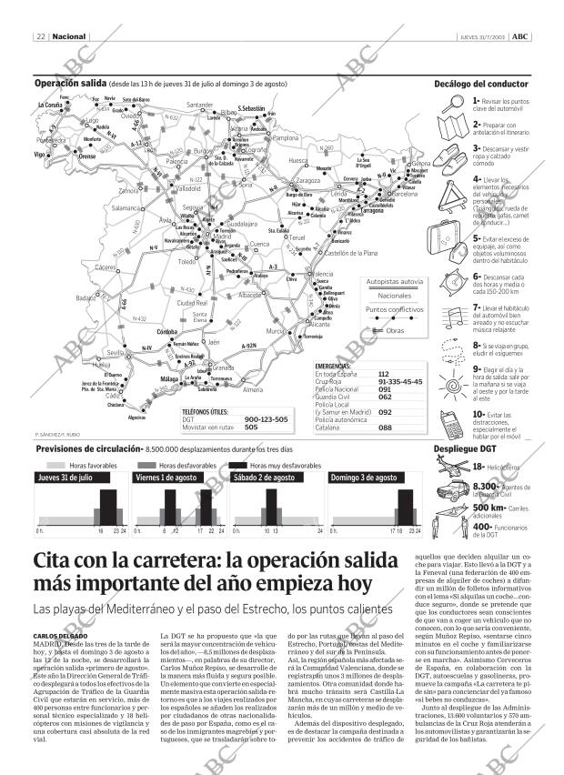 ABC MADRID 31-07-2003 página 22