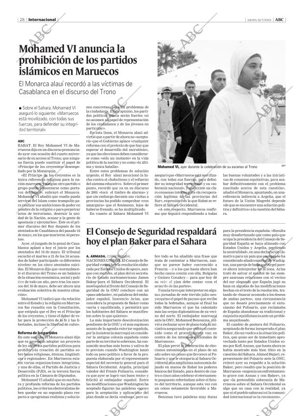 ABC MADRID 31-07-2003 página 28