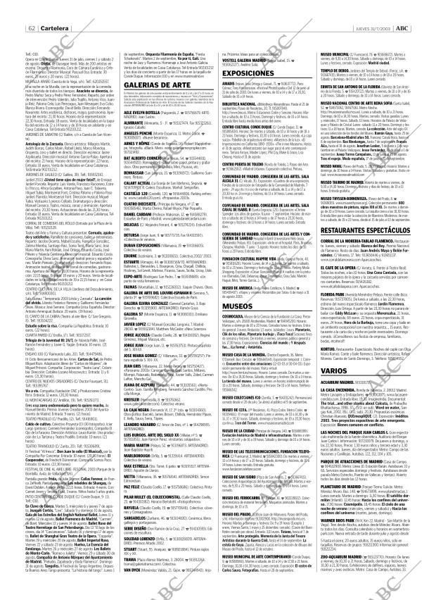ABC MADRID 31-07-2003 página 62