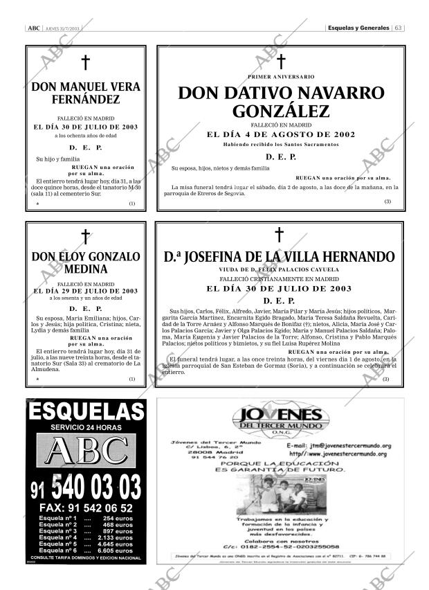 ABC MADRID 31-07-2003 página 63