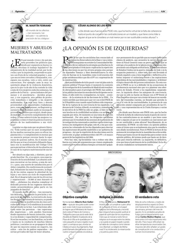 ABC MADRID 31-07-2003 página 8