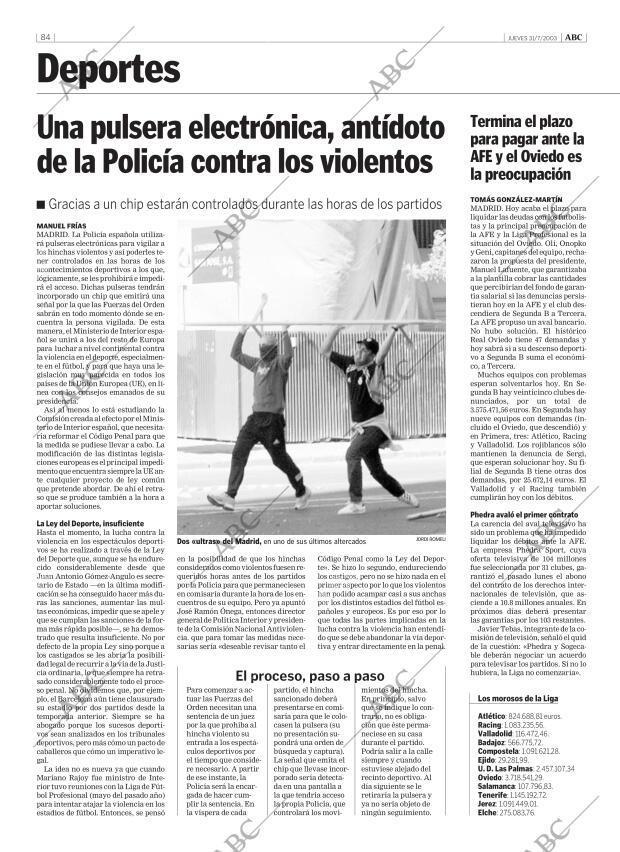 ABC MADRID 31-07-2003 página 84