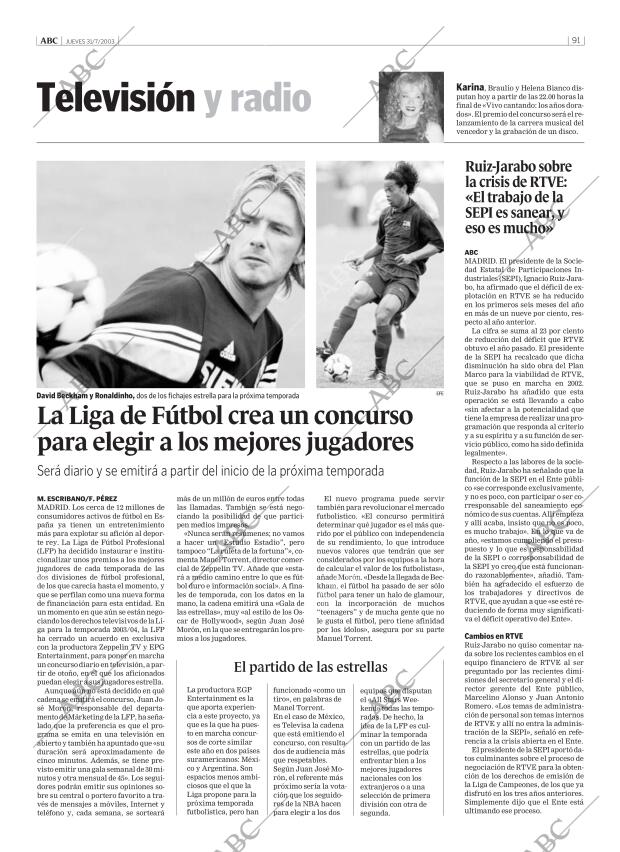 ABC MADRID 31-07-2003 página 91