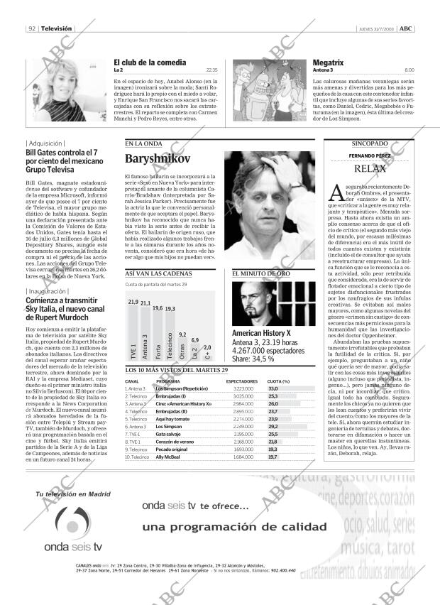 ABC MADRID 31-07-2003 página 92
