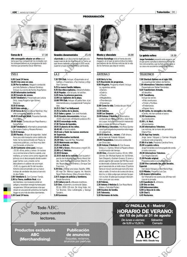 ABC MADRID 31-07-2003 página 95