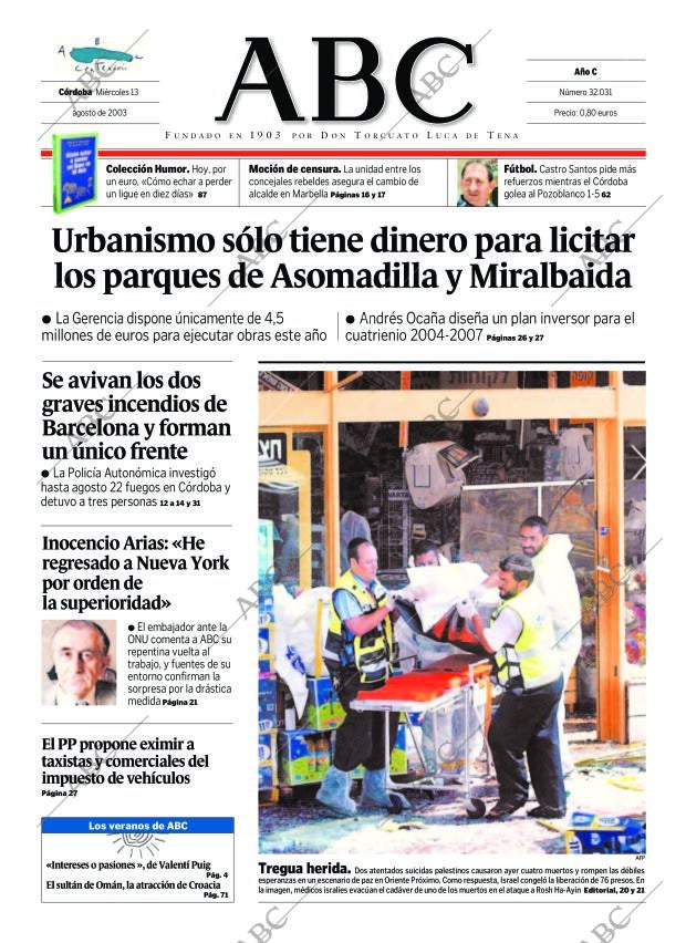 ABC CORDOBA 13-08-2003 página 1